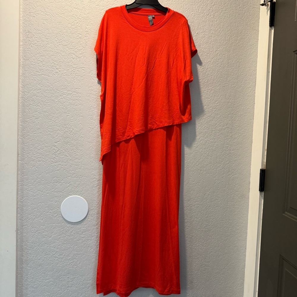 Sweaty Betty Mellow Midi Dress in Coral Red Size S